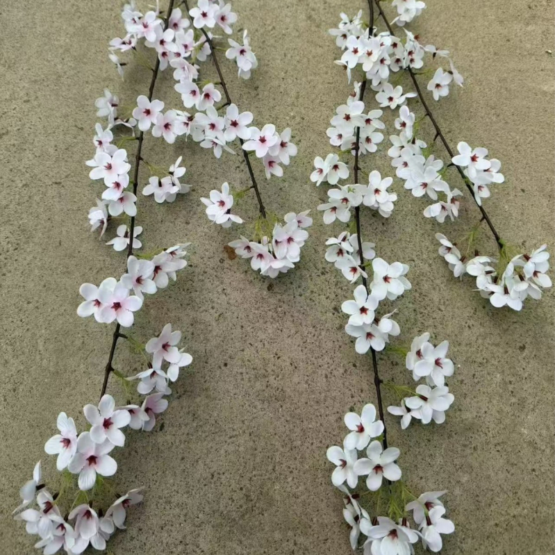 Floare artificială de pere cu două ramuri, decor Zen, ramură lungă de floare de cireș și ramură de floare de piersic pentru decorul salii de nuntă