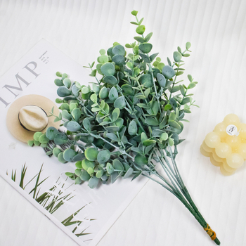 Buchet artificial cu eucalipt de șapte ramuri pentru decor interior
