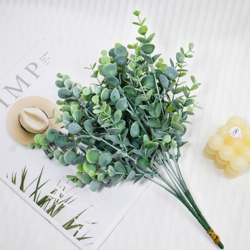 Buchet artificial cu eucalipt de șapte ramuri pentru decor interior