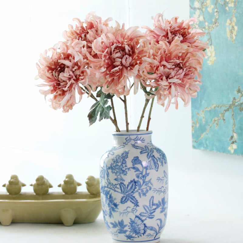 Floare de Chrysanthemum din mătase, imprimare 3D, decor european pentru casă, pentru nunți și recuzită foto, înălțime 30–100 cm