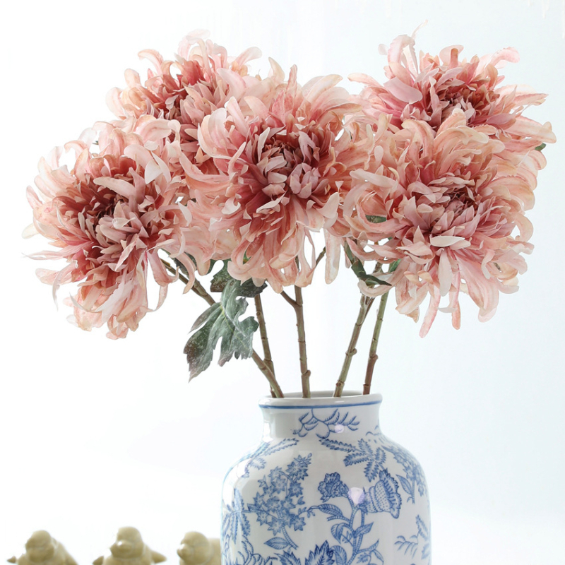Floare de Chrysanthemum din mătase, imprimare 3D, decor european pentru casă, pentru nunți și recuzită foto, înălțime 30–100 cm