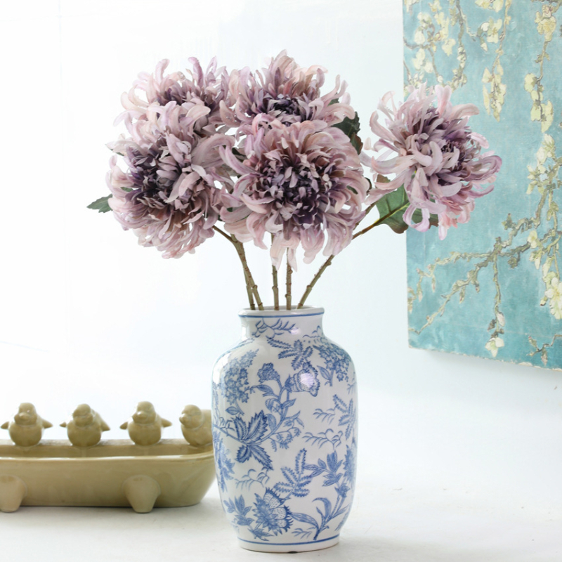 Floare de Chrysanthemum din mătase, imprimare 3D, decor european pentru casă, pentru nunți și recuzită foto, înălțime 30–100 cm