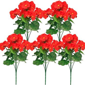 Buchet de flori artificiale begonia și geranium din mătase pentru decor interior