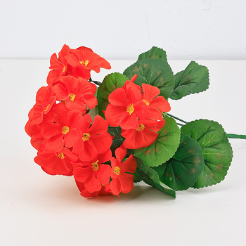 Buchet de flori artificiale begonia și geranium din mătase pentru decor interior
