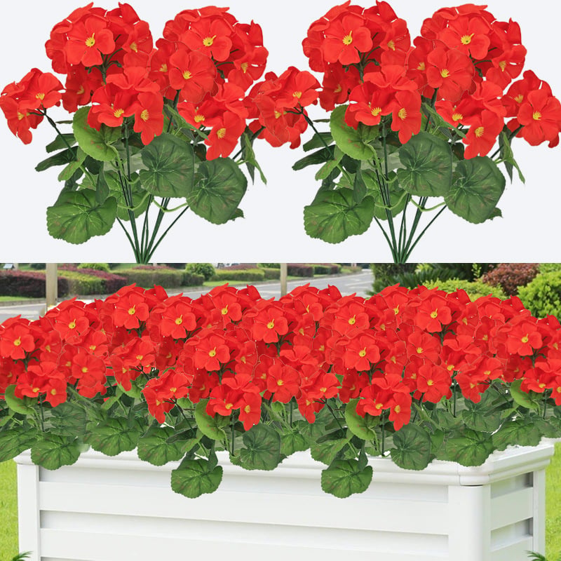 Buchet de flori artificiale begonia și geranium din mătase pentru decor interior