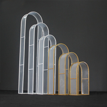 Arc PVC alb cu flori de mătase pentru decor de nuntă pe scenă și recuzită pentru vitrină