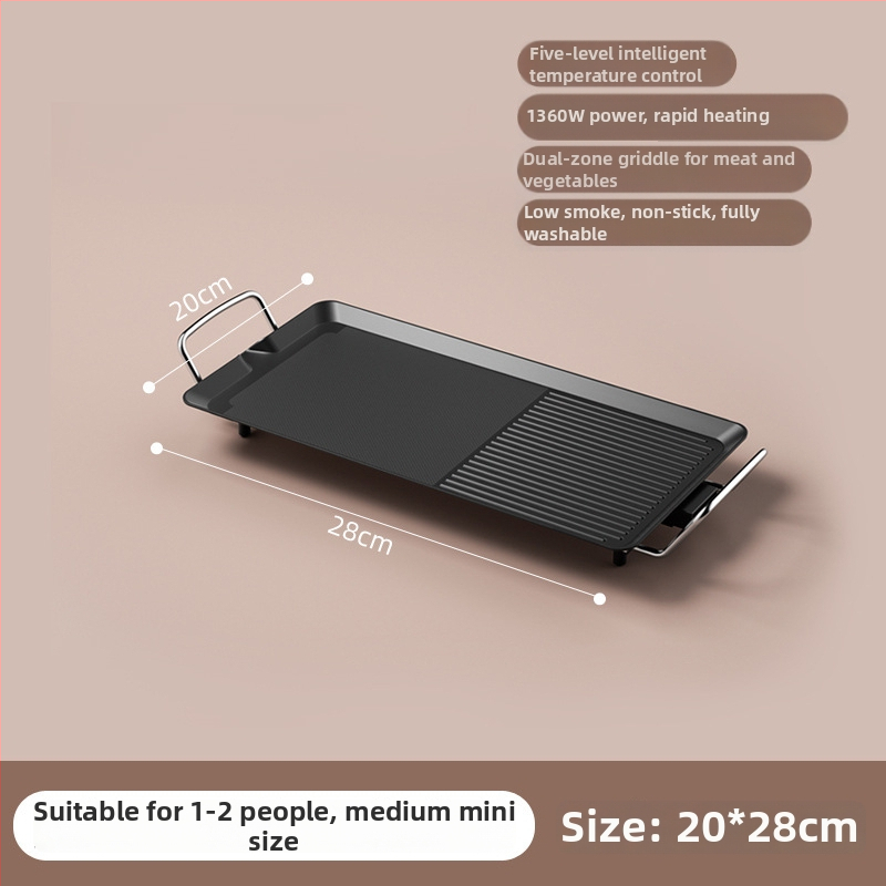 Tigaie-grill electric dreptunghiular pentru uz casnic, stil coreean, multifuncțional all-in-one, cu strat antiaderent