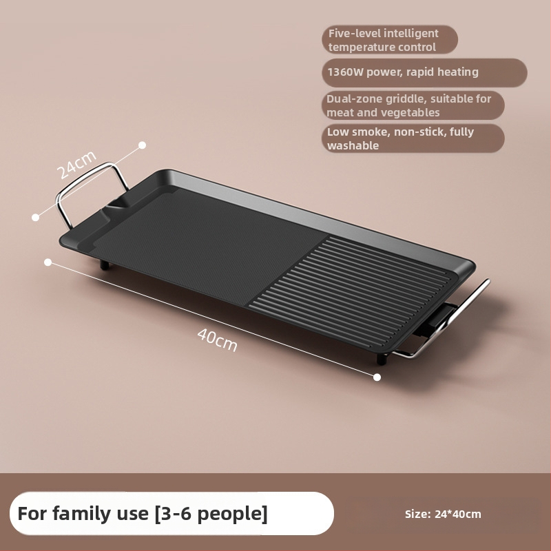Tigaie-grill electric dreptunghiular pentru uz casnic, stil coreean, multifuncțional all-in-one, cu strat antiaderent