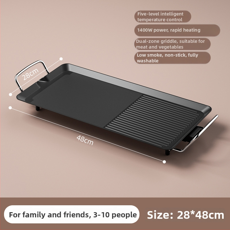Tigaie-grill electric dreptunghiular pentru uz casnic, stil coreean, multifuncțional all-in-one, cu strat antiaderent