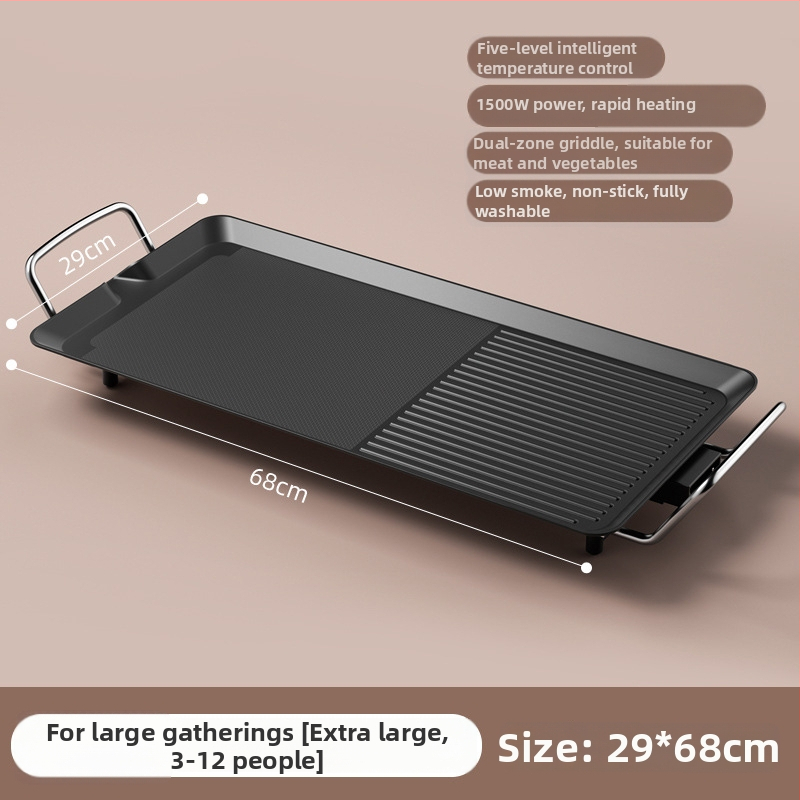 Tigaie-grill electric dreptunghiular pentru uz casnic, stil coreean, multifuncțional all-in-one, cu strat antiaderent
