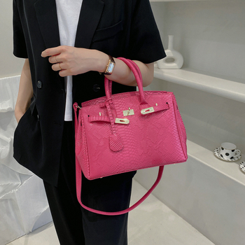 Ženska torbica od PU s uzorkom krokodila i platinskim završetkom, na ramenu ili crossbody, veliki kapacitet