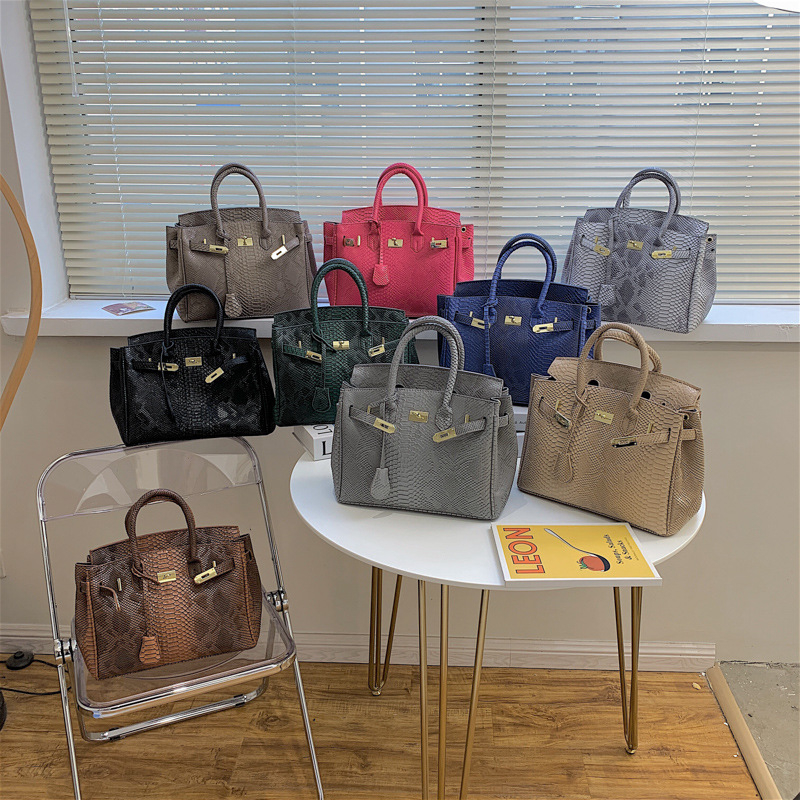Ženska torbica od PU s uzorkom krokodila i platinskim završetkom, na ramenu ili crossbody, veliki kapacitet