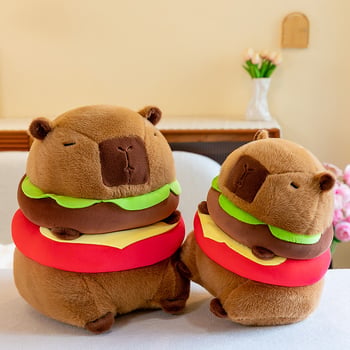 Capybara plišanka s motivom hamburgera, slatka i kreativna lutkica u obliku jastuka za djecu, rođendanski poklon djevojčicama