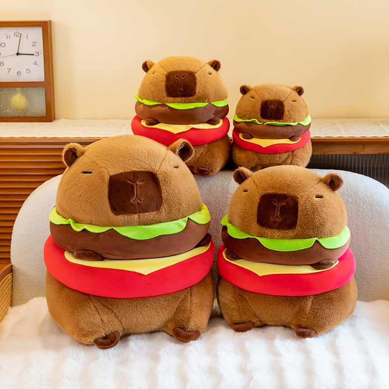 Capybara plišanka s motivom hamburgera, slatka i kreativna lutkica u obliku jastuka za djecu, rođendanski poklon djevojčicama