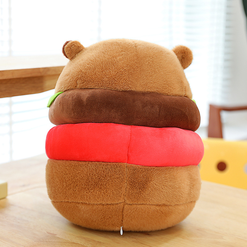 Capybara plišanka s motivom hamburgera, slatka i kreativna lutkica u obliku jastuka za djecu, rođendanski poklon djevojčicama