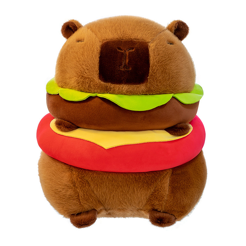 Capybara plišanka s motivom hamburgera, slatka i kreativna lutkica u obliku jastuka za djecu, rođendanski poklon djevojčicama