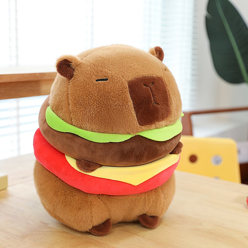 Capybara plišanka s motivom hamburgera, slatka i kreativna lutkica u obliku jastuka za djecu, rođendanski poklon djevojčicama