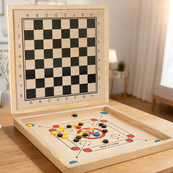 Krona Chess 3-u-1 drvena stolna igra za dva igrača, edukativna za interakciju roditelja i djece