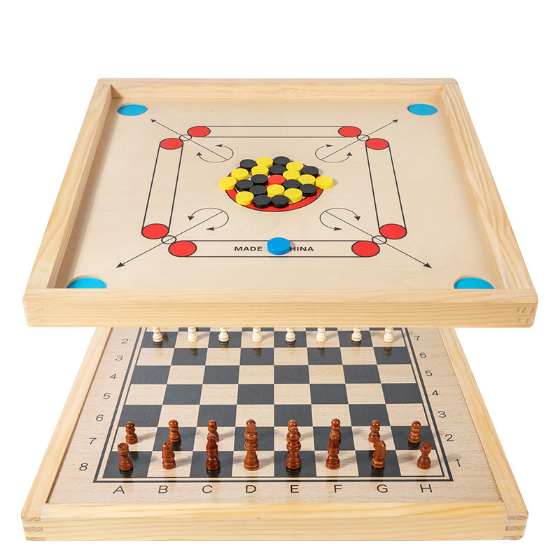 Krona Chess 3-u-1 drvena stolna igra za dva igrača, edukativna za interakciju roditelja i djece