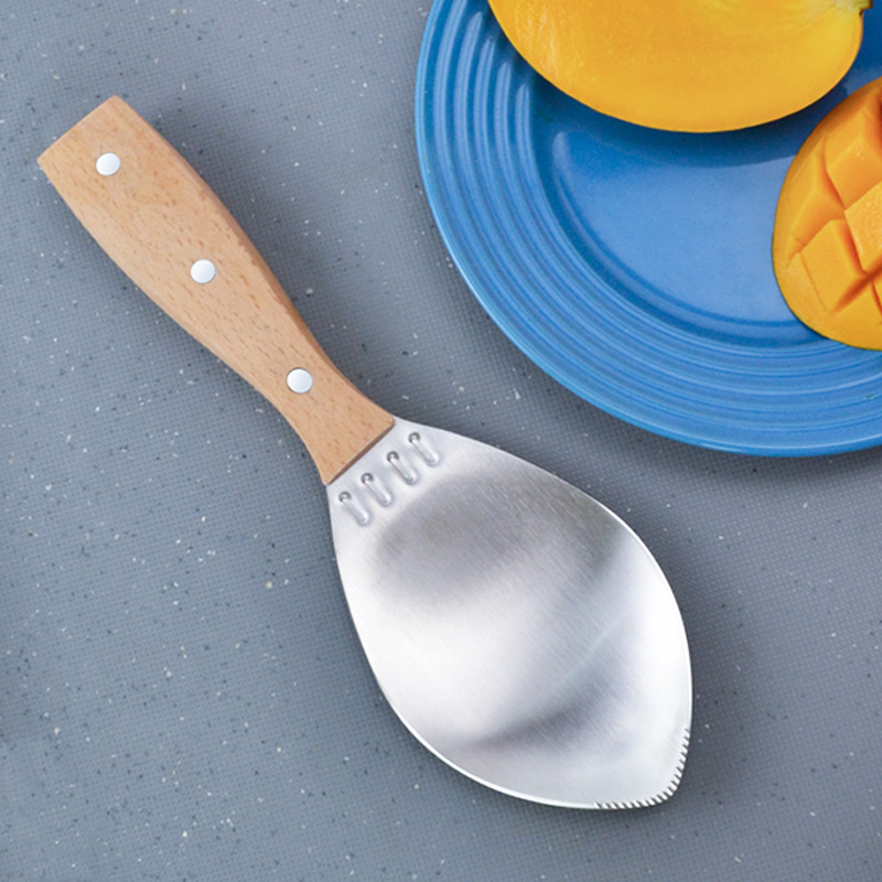 Tăietor din oțel inoxidabil pentru mango și pepene, cu lingură pentru fructe