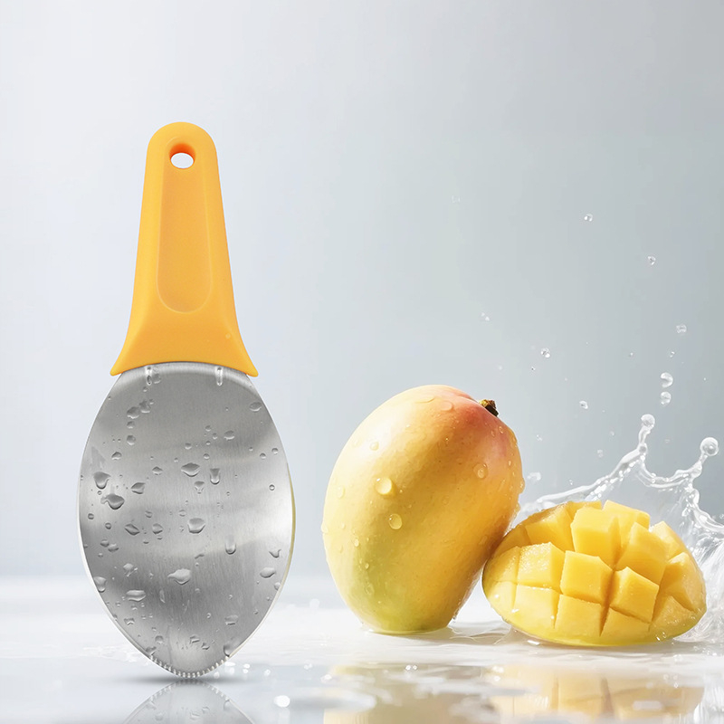 Tăietor din oțel inoxidabil pentru mango și pepene, cu lingură pentru fructe