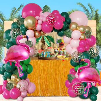 Set baloane flamingo, în stil hawaian, pentru zile de naștere de vară, decor pentru nuntă și petreceri, arc de baloane