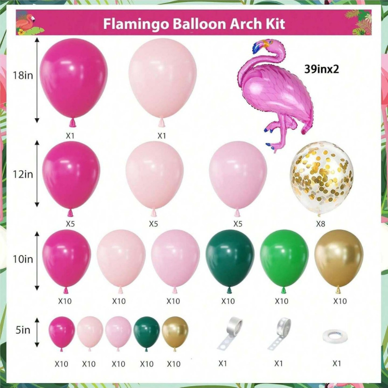 Set baloane flamingo, în stil hawaian, pentru zile de naștere de vară, decor pentru nuntă și petreceri, arc de baloane