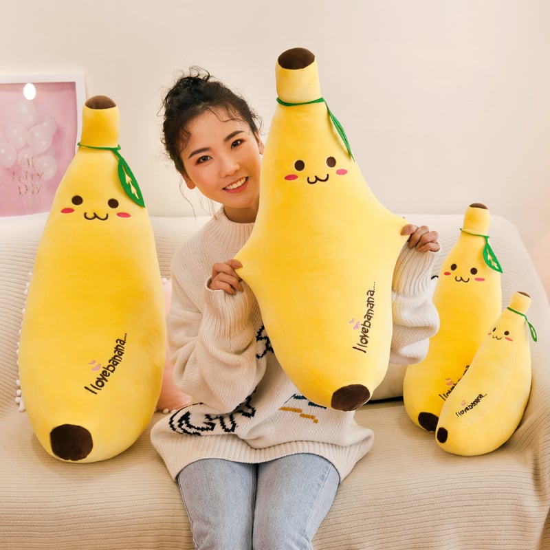 Banana pliš igračka – pliš voćna lutka za djecu, mekani kratki pliš