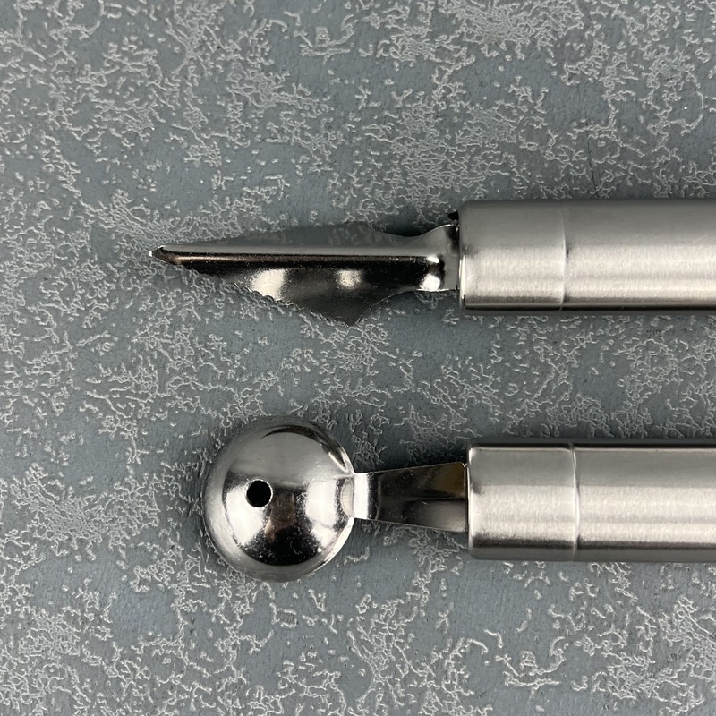 Set din oțel inoxidabil pentru fructe: instrument de sculptare a fructelor, tăietor pentru pepene, formator pentru bile de fructe și linguriță rotundă pentru căpșuni