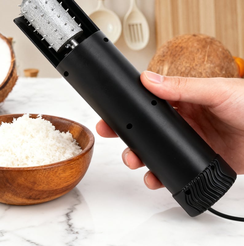Extractor electric pentru carne de cocos pentru uz casnic, cu design anti-stropire, răzuitor de carne de cocos