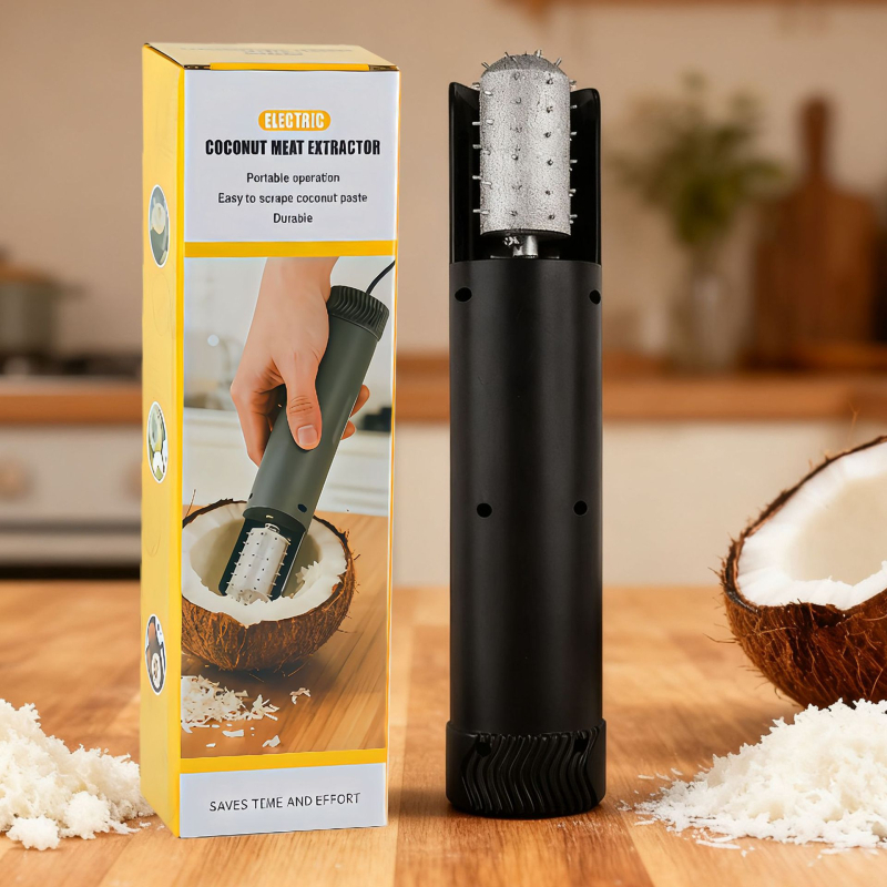 Extractor electric pentru carne de cocos pentru uz casnic, cu design anti-stropire, răzuitor de carne de cocos