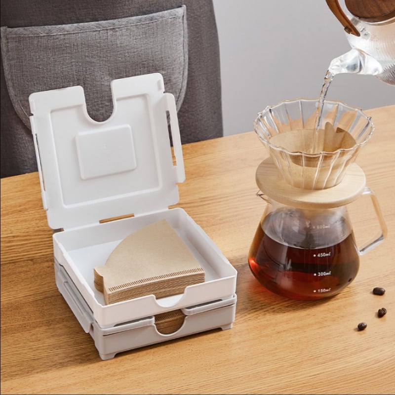 Casetă magnetică de depozitare a filtrelor de cafea, în stil japonez, suport pentru filtre pentru aparate de cafea, suport în formă de evantai
