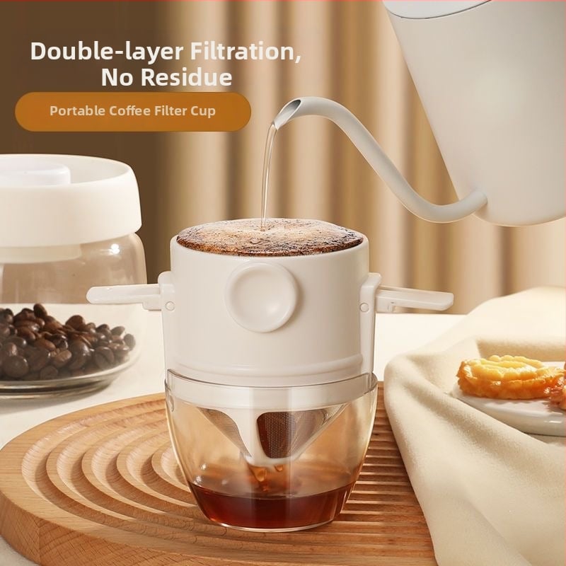Filtru reutilizabil pentru cafea din oțel inoxidabil pentru V60, filtru pour-over pliabil cu urechi