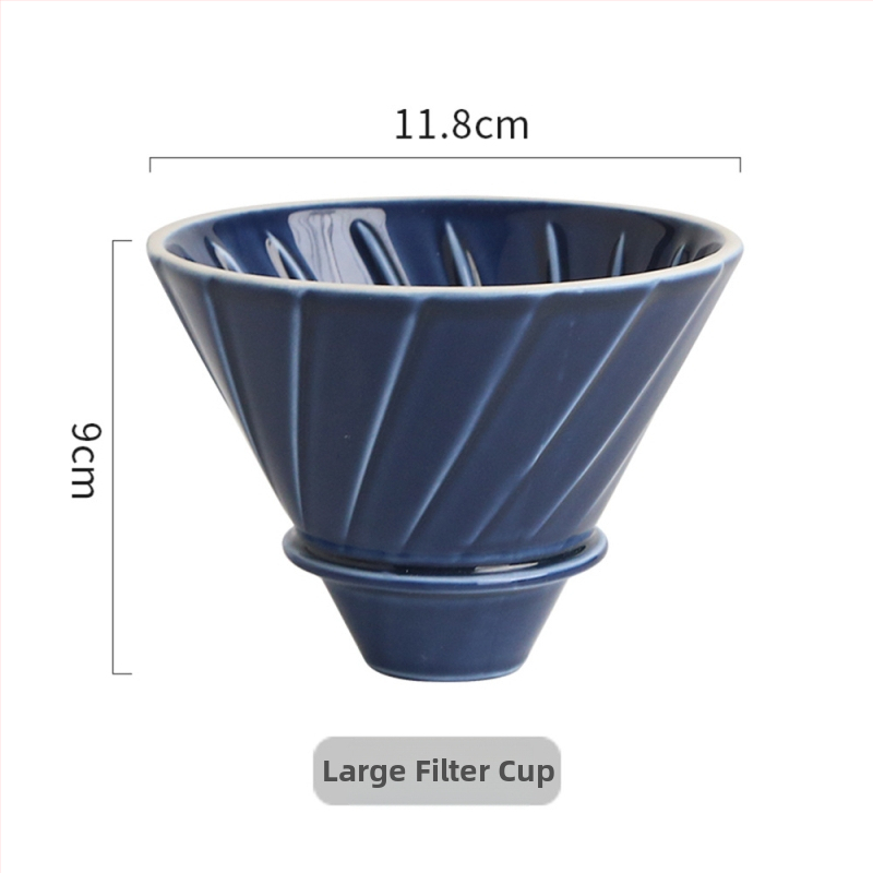 Set ceramic pentru cafea V60: filtru conic cu relief, pâlnie de picurare și cană de servire