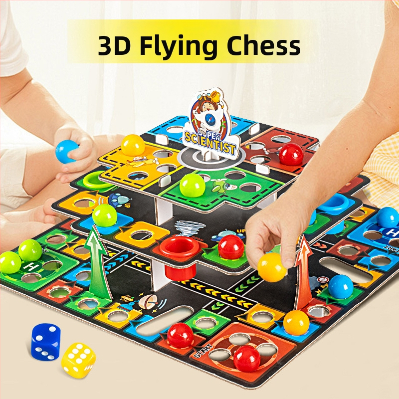 3D Flying Chess za djecu - slagaljka trodijelna ploča, edukativna igra za uzrast 4–6 godina