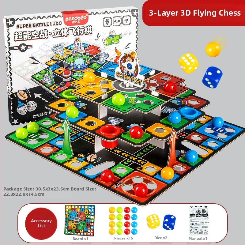 3D Flying Chess za djecu - slagaljka trodijelna ploča, edukativna igra za uzrast 4–6 godina