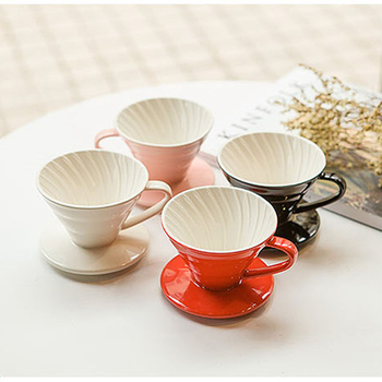 Căniță-filtru de cafea din porțelan, V60 cu filet, pentru două persoane, preparare manuală