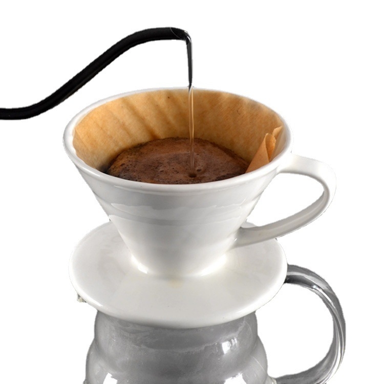 Căniță-filtru de cafea din porțelan, V60 cu filet, pentru două persoane, preparare manuală