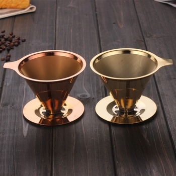Filtru de cafea din oțel inoxidabil 304, cu plasă dublă, con de filtrare integrat, design minimalist