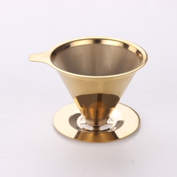 Filtru de cafea din oțel inoxidabil 304, cu plasă dublă, con de filtrare integrat, design minimalist