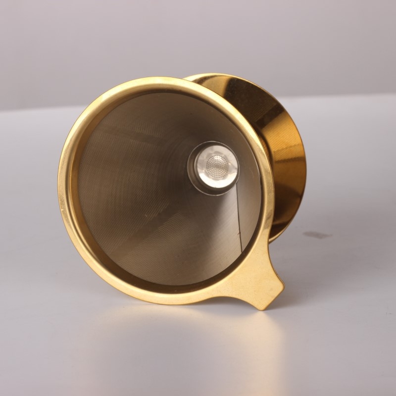 Filtru de cafea din oțel inoxidabil 304, cu plasă dublă, con de filtrare integrat, design minimalist