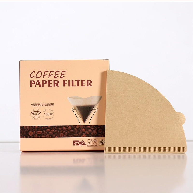 Filtru de cafea V60, hârtie de filtru cu formă de evantai și V, design în formă de tort, pentru cafetieră, comod