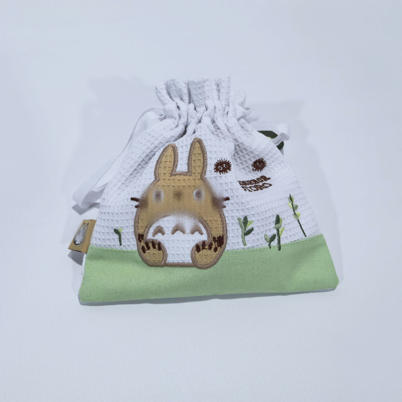 Geantă tote cu model de wafel și broderie desen animat, mâner de mână, husă pentru apă de gură, husă cu fermoar și portofel pentru monede