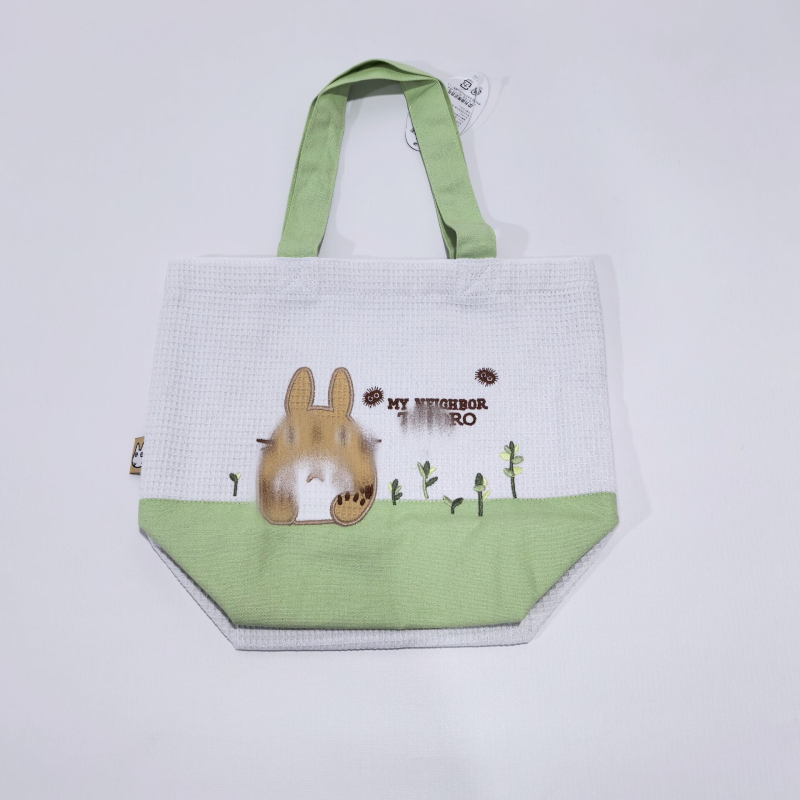 Geantă tote cu model de wafel și broderie desen animat, mâner de mână, husă pentru apă de gură, husă cu fermoar și portofel pentru monede