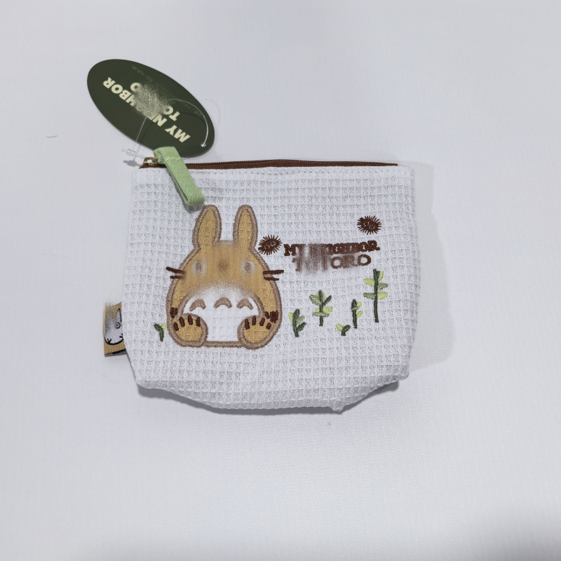 Geantă tote cu model de wafel și broderie desen animat, mâner de mână, husă pentru apă de gură, husă cu fermoar și portofel pentru monede
