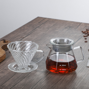 Set de cafea din sticlă cu filtru pour-over manual, cană pentru partajare și filtru pentru cold brew și drip american.