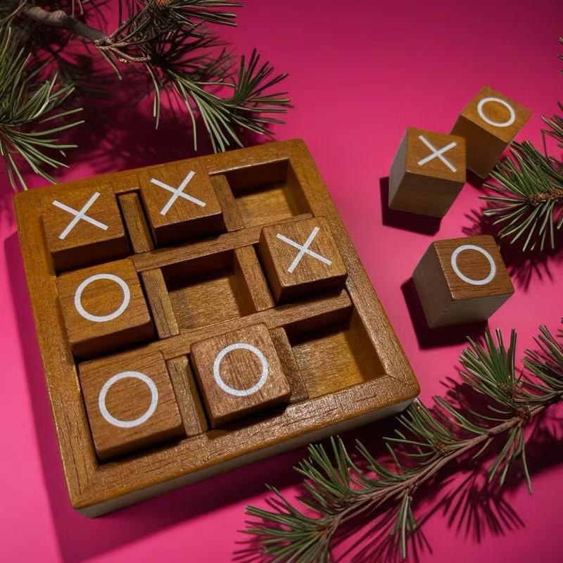 Drvena Tic-Tac-Toe igra za djecu – dva igrača, obrazovna društvena igra za interakciju roditelj-dijete i razvoj kognitivnih sposobnosti