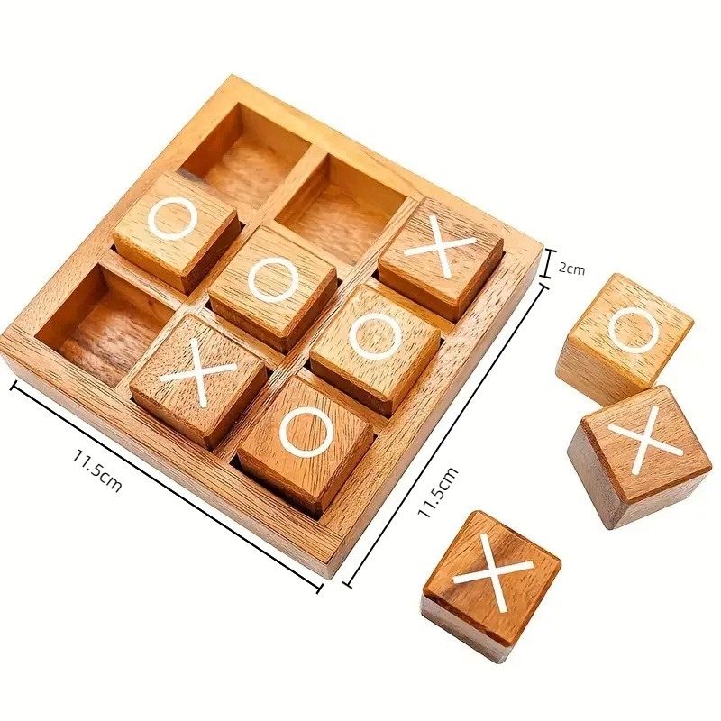 Drvena Tic-Tac-Toe igra za djecu – dva igrača, obrazovna društvena igra za interakciju roditelj-dijete i razvoj kognitivnih sposobnosti