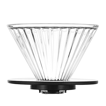 Cana de filtru cafea din sticlă borosilikată, filtru V60 cu caneluri drepte