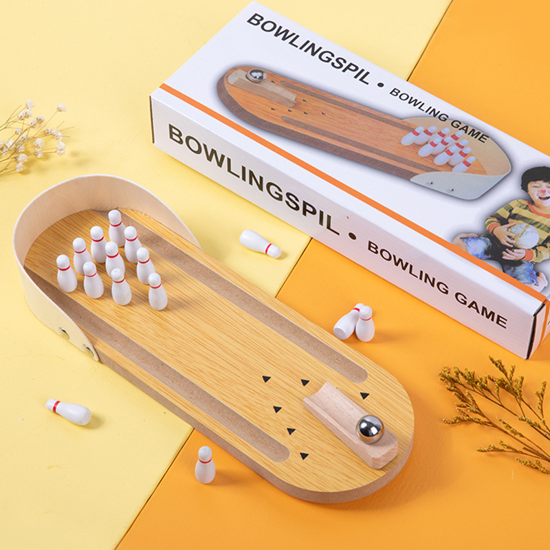Drvena mini bowling igra za interakciju roditelj-dijete, stolna igra za unutarnju razonodu i opuštanje